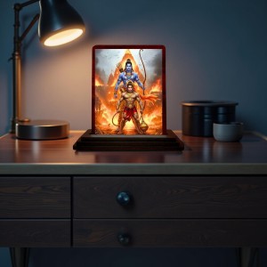 Car Desk/Table Top Lord Rama And Hanuman Wooden Photo Stand 3x4 Inches, Compact & Stylish Spiritual Display For Car, Home & Office (Pack Of 1) (F14307) Car Desk/Table Top Lord Rama And Hanuman Wooden Photo Stand 3x4 Inches, Compact & Stylish Spiritual Display For Car, Home & Office (Pack Of 1) (F14307)