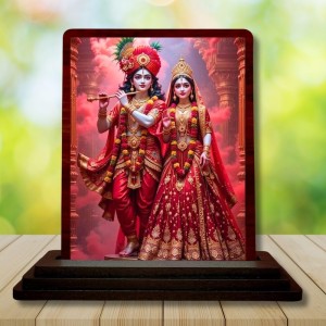 Car Desk/Table Top Radha Krishna Wooden Photo Stand 3x4 Inches, Compact & Stylish Spiritual Display For Car, Home & Office (Pack Of 1) (F14360) Car Desk/Table Top Radha Krishna Wooden Photo Stand 3x4 Inches, Compact & Stylish Spiritual Display For Car, Home & Office (Pack Of 1) (F14360)