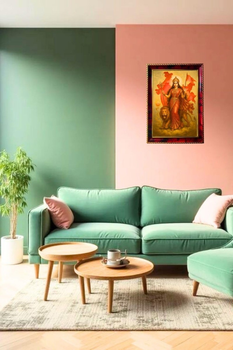 Bhu Devi Photo Frame For Wall & Table | 7x9 Inch Golden Cherry Finish | Decorative Bhu Devi Photo Frame For Home, Office & Pooja Room (F11729)