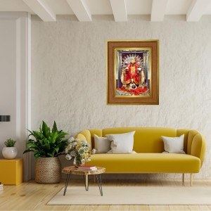 Kali Mata Bhavatarini Photo Frame 10x14 Inches-Brown Wooden Frame For Home, Office & Temple Decoration And Gifting (F6411)