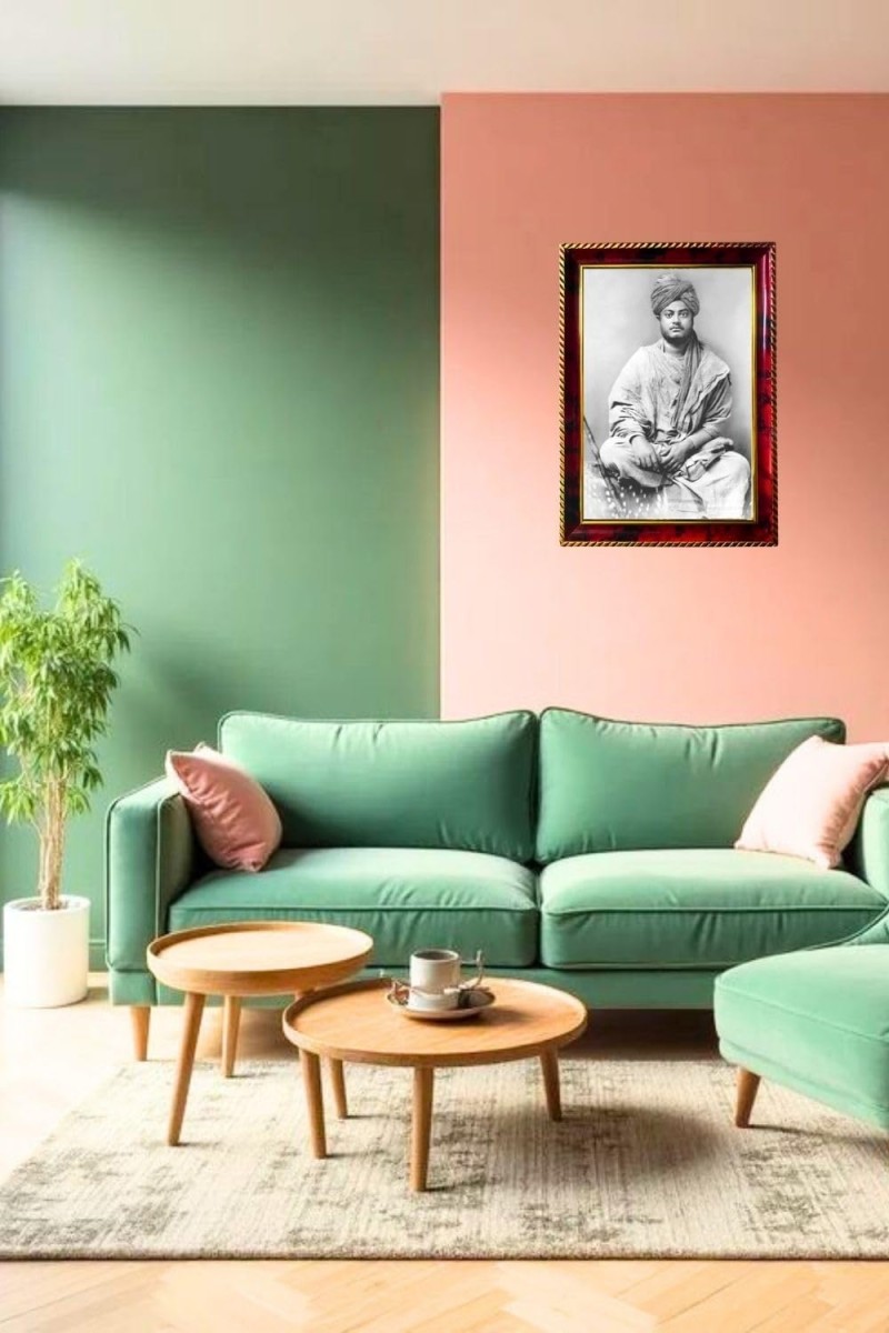 Swami Vivekananda Photo Frame For Wall & Table | 7x9 Inch Golden Cherry Finish | Decorative Swami Vivekananda Photo Frame For Home, Office & Pooja Room (F11828)