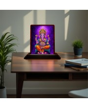 Car Desk/Table Top Lord Ganesha Wooden Photo Stand 3x4 Inches, Compact & Stylish Spiritual Display For Car, Home & Office (Pack Of 1) (F15090)