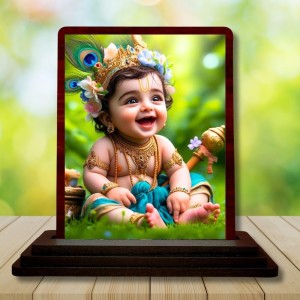 Car Desk/Table Top Little Cute Krishna Wooden Photo Stand 3x4 Inches, Compact & Stylish Spiritual Display For Car, Home & Office (Pack Of 1) (F14450) Car Desk/Table Top Little Cute Krishna Wooden Photo Stand 3x4 Inches, Compact & Stylish Spiritual Display For Car, Home & Office (Pack Of 1) (F14450)