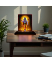 Car Desk/Table Top Lord Shiva Wooden Photo Stand 3x4 Inches, Compact & Stylish Spiritual Display For Car, Home & Office (Pack Of 1) (F15105)