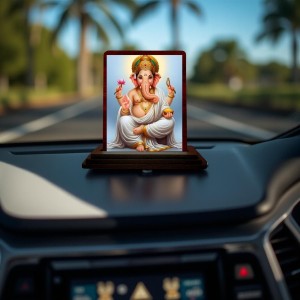 Car Desk/Table Top Lord Ganesha Wooden Photo Stand 3x4 Inches, Compact & Stylish Spiritual Display For Car, Home & Office (Pack Of 1) (F14264) Car Desk/Table Top Lord Ganesha Wooden Photo Stand 3x4 Inches, Compact & Stylish Spiritual Display For Car, Home & Office (Pack Of 1) (F14264)