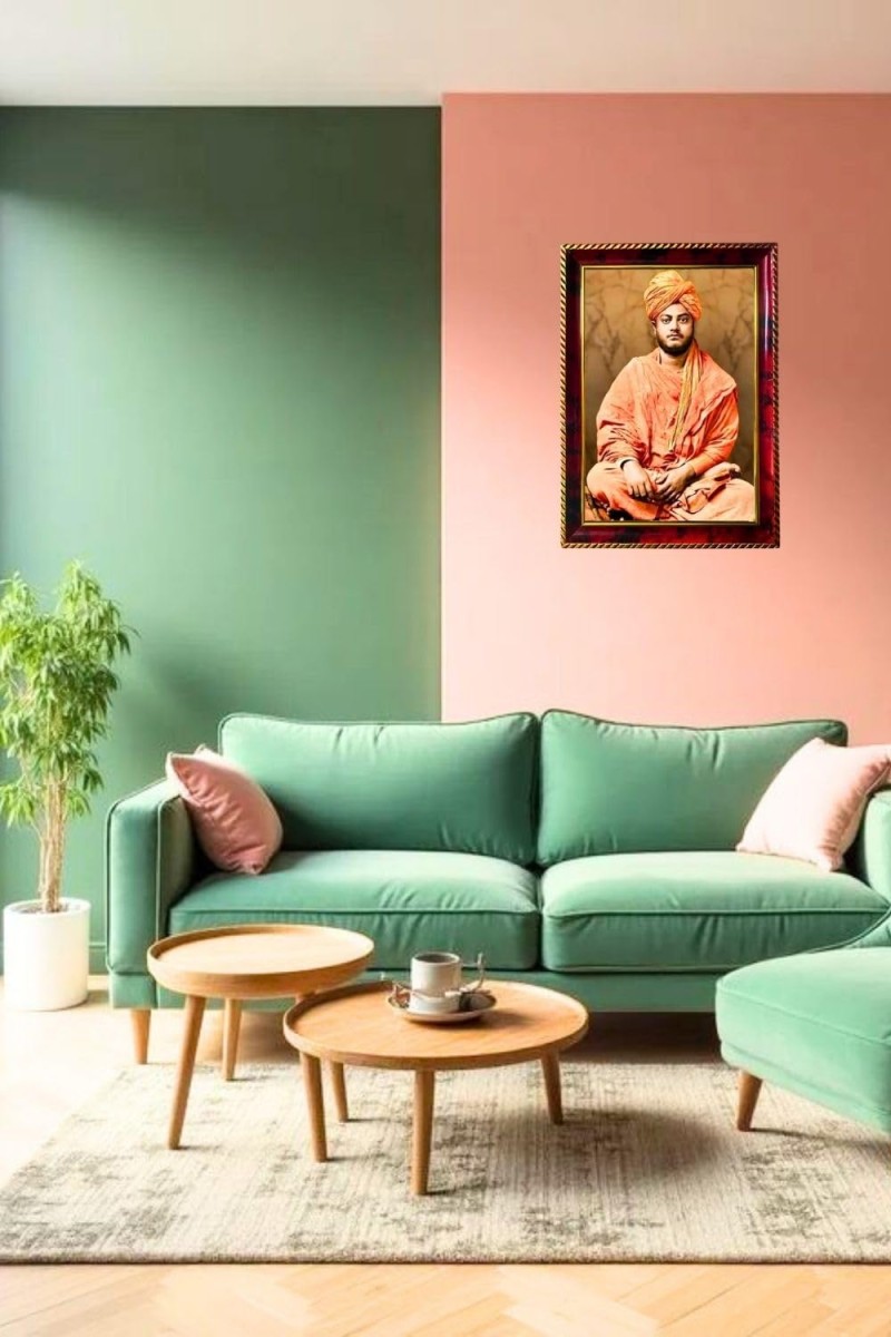 Swami Vivekananda Photo Frame For Wall & Table | 7x9 Inch Golden Cherry Finish | Decorative Swami Vivekananda Photo Frame For Home, Office & Pooja Room (F11441)