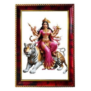 Maa Durga Photo Frame For Wall & Table | 7x9 Inch Golden Cherry Finish | Decorative Maa Durga Photo Frame For Home, Office & Pooja Room (F11400) Maa Durga Photo Frame For Wall & Table | 7x9 Inch Golden Cherry Finish | Decorative Maa Durga Photo Frame For Home, Office & Pooja Room (F11400)