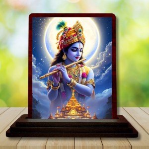 Car Desk/Table Top Lord Krishna Wooden Photo Stand 3x4 Inches, Compact & Stylish Spiritual Display For Car, Home & Office (Pack Of 1) (F14349) Car Desk/Table Top Lord Krishna Wooden Photo Stand 3x4 Inches, Compact & Stylish Spiritual Display For Car, Home & Office (Pack Of 1) (F14349)