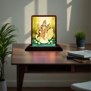 Car Desk/Table Top Goddess Saraswathi Wooden Photo Stand 3x4 Inches, Compact & Stylish Spiritual Display For Car, Home & Office (Pack Of 1) (F14544) Car Desk/Table Top Goddess Saraswathi Wooden Photo Stand 3x4 Inches, Compact & Stylish Spiritual Display For Car, Home & Office (Pack Of 1) (F14544)