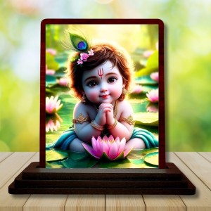 Car Desk/Table Top Lord Krishna Wooden Photo Stand 3x4 Inches, Compact & Stylish Spiritual Display For Car, Home & Office (Pack Of 1) (F14485) Car Desk/Table Top Lord Krishna Wooden Photo Stand 3x4 Inches, Compact & Stylish Spiritual Display For Car, Home & Office (Pack Of 1) (F14485)