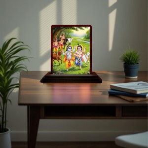 Car Desk/Table Top Lord Radha Krishna Wooden Photo Stand 3x4 Inches, Compact & Stylish Spiritual Display For Car, Home & Office (Pack Of 1) (F15169) Car Desk/Table Top Lord Radha Krishna Wooden Photo Stand 3x4 Inches, Compact & Stylish Spiritual Display For Car, Home & Office (Pack Of 1) (F15169)