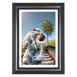 Cows Photo Wall & Table Frame | 12x16 Inch Black Designer | Perfect For Gifting & Home Decor (F9619)