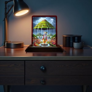 Car Desk/Table Top Lord Krishna Wooden Photo Stand 3x4 Inches, Compact & Stylish Spiritual Display For Car, Home & Office (Pack Of 1) (F14401)