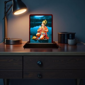 Car Desk/Table Top Lord Hanuman Wooden Photo Stand 3x4 Inches, Compact & Stylish Spiritual Display For Car, Home & Office (Pack Of 1) (F14646)