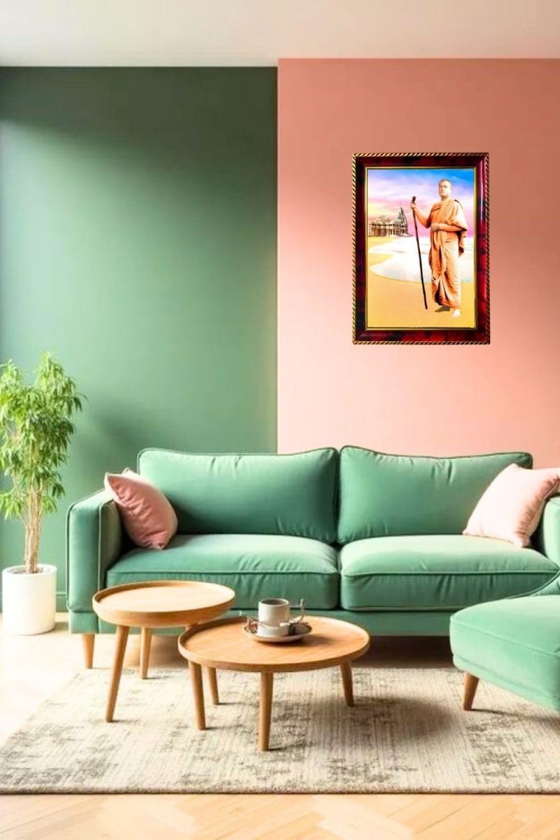 Swami Vivekananda Photo Frame For Wall & Table | 7x9 Inch Golden Cherry Finish | Decorative Swami Vivekananda Photo Frame For Home, Office & Pooja Room (F11575)