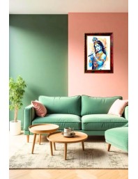 God Sri Krishna Photo Frame For Wall & Table | 7x9 Inch Golden Cherry Finish | Decorative God Sri Krishna Photo Frame For Home, Office & Pooja Room (F11593)