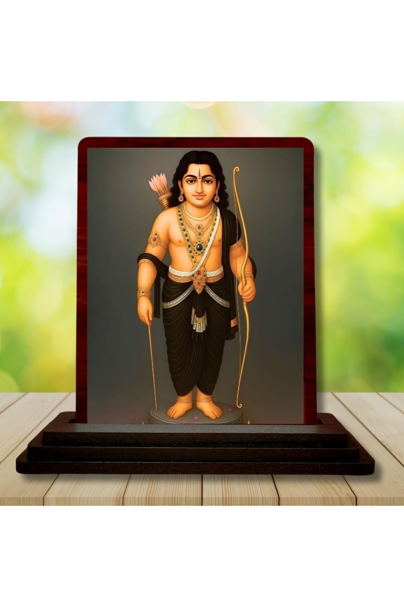 Car Desk/Table Top Lord Murgun Wooden Photo Stand 3x4 Inches, Compact & Stylish Spiritual Display For Car, Home & Office (Pack Of 1) (F15149)