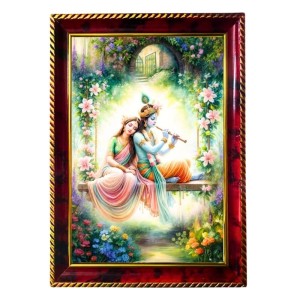 Radha Krishna Photo Frame For Wall & Table | 7x9 Inch Golden Cherry Finish | Decorative Radha Krishna Photo Frame For Home, Office & Pooja Room (F11452) Radha Krishna Photo Frame For Wall & Table | 7x9 Inch Golden Cherry Finish | Decorative Radha Krishna Photo Frame For Home, Office & Pooja Room (F11452)