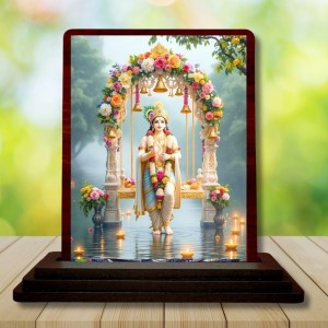 Car Desk/Table Top Lord Krishna Wooden Photo Stand 3x4 Inches, Compact & Stylish Spiritual Display For Car, Home & Office (Pack Of 1) (F14370) Car Desk/Table Top Lord Krishna Wooden Photo Stand 3x4 Inches, Compact & Stylish Spiritual Display For Car, Home & Office (Pack Of 1) (F14370)