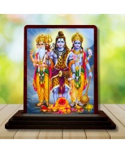 Car Desk/Table Top Lord Shankar Wooden Photo Stand 3x4 Inches, Compact & Stylish Spiritual Display For Car, Home & Office (Pack Of 1) (F15062)