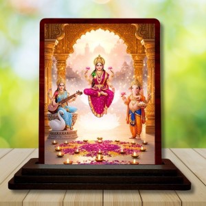 Car Desk/Table Top Lord Ganesha Lakshmi And Saraswathi Wooden Photo Stand 3x4 Inches, Compact & Stylish Spiritual Display For Car, Home & Office (Pack Of 1) (F14393) Car Desk/Table Top Lord Ganesha Lakshmi And Saraswathi Wooden Photo Stand 3x4 Inches, Compact & Stylish Spiritual Display For Car, Home & Office (Pack Of 1) (F14393)