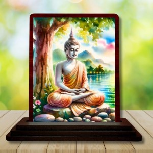 Car Desk/Table Top Lord Buddha Wooden Photo Stand 3x4 Inches, Compact & Stylish Spiritual Display For Car, Home & Office (Pack Of 1) (F14486) Car Desk/Table Top Lord Buddha Wooden Photo Stand 3x4 Inches, Compact & Stylish Spiritual Display For Car, Home & Office (Pack Of 1) (F14486)