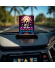 Car Desk/Table Top Lord Shiva Wooden Photo Stand 3x4 Inches, Compact & Stylish Spiritual Display For Car, Home & Office (Pack Of 1) (F14149)