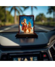 Car Desk/Table Top Lord Ganesha And Karthikeya Wooden Photo Stand 3x4 Inches, Compact & Stylish Spiritual Display For Car, Home & Office (Pack Of 1) (F14382)