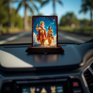 Car Desk/Table Top Lord Ganesha And Karthikeya Wooden Photo Stand 3x4 Inches, Compact & Stylish Spiritual Display For Car, Home & Office (Pack Of 1) (F14382) Car Desk/Table Top Lord Ganesha And Karthikeya Wooden Photo Stand 3x4 Inches, Compact & Stylish Spiritual Display For Car, Home & Office (Pack Of 1) (F14382)