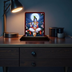 Car Desk/Table Top Lord Krishna Wooden Photo Stand 3x4 Inches, Compact & Stylish Spiritual Display For Car, Home & Office (Pack Of 1) (F14214) Car Desk/Table Top Lord Krishna Wooden Photo Stand 3x4 Inches, Compact & Stylish Spiritual Display For Car, Home & Office (Pack Of 1) (F14214)