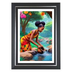 African Women In A River Photo Wall & Table Frame | 10x14 Inch Black Designer | Perfect For Gifting & Home Decor (F9610) African Women In A River Photo Wall & Table Frame | 10x14 Inch Black Designer | Perfect For Gifting & Home Decor (F9610)