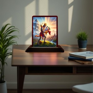 Car Desk/Table Top Lord Hanuman And Rama And Sita Wooden Photo Stand 3x4 Inches, Compact & Stylish Spiritual Display For Car, Home & Office (Pack Of 1) (F14304) Car Desk/Table Top Lord Hanuman And Rama And Sita Wooden Photo Stand 3x4 Inches, Compact & Stylish Spiritual Display For Car, Home & Office (Pack Of 1) (F14304)
