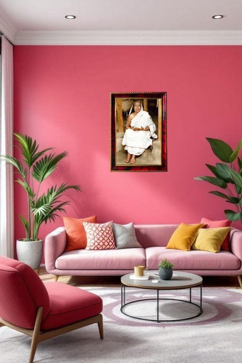Sri Sarada Devi Photo Frame For Wall & Table | 7x9 Inch Golden Cherry Finish | Decorative Sri Sarada Devi Photo Frame For Home, Office & Pooja Room (F11359)