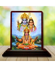 Car Desk/Table Top Lord Rama And Sita And Hanuman Wooden Photo Stand 3x4 Inches, Compact & Stylish Spiritual Display For Car, Home & Office (Pack Of 1) (F14296)