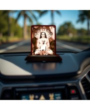 Car Desk/Table Top Mahavatar Babaji Wooden Photo Stand 3x4 Inches, Compact & Stylish Spiritual Display For Car, Home & Office (Pack Of 1) (F14463)
