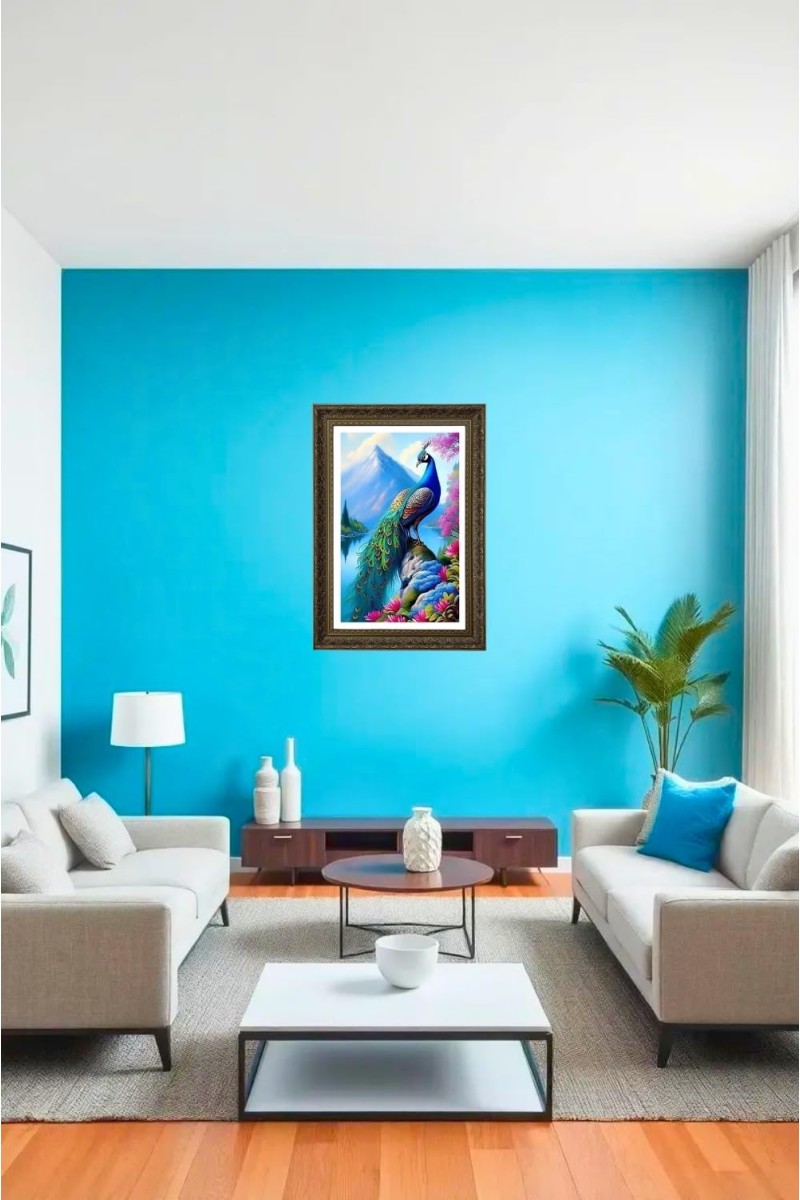 Peacock Big Photo Frame - 20x28 Inches For Home,Temple & Office Decoration (F11036)