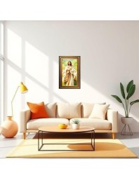 Lord Jesus Digital Golden Balck Color Photo Frame | Hindu Religious Wall Decor | 10x16 Inches - Inspirational Wall Art For Office, Home Decor - Ideal Spiritual Gift (F16741)