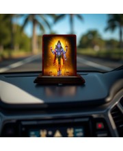 Car Desk/Table Top Lord Shiva Wooden Photo Stand 3x4 Inches, Compact & Stylish Spiritual Display For Car, Home & Office (Pack Of 1) (F14187)