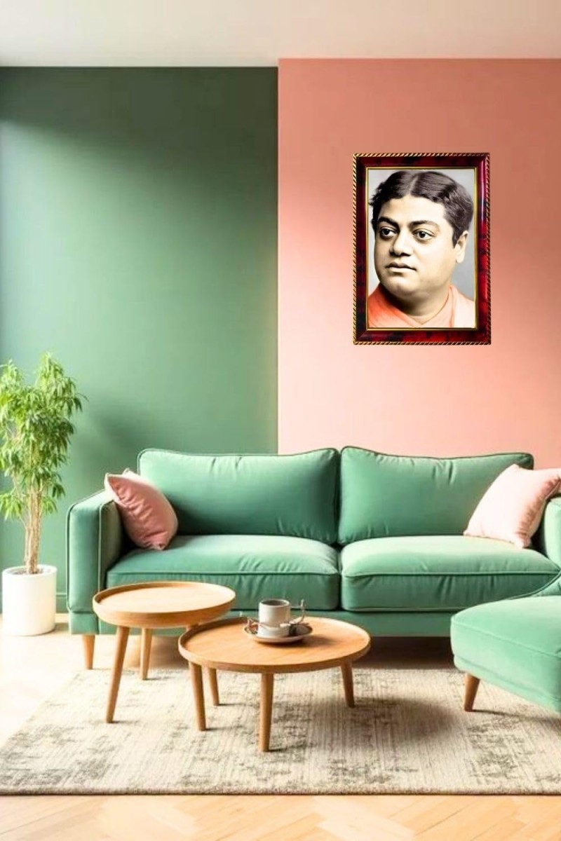 Swami Vivekananda Photo Frame For Wall & Table | 7x9 Inch Golden Cherry Finish | Decorative Swami Vivekananda Photo Frame For Home, Office & Pooja Room (F11829)