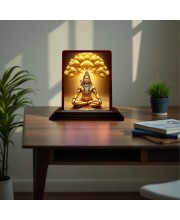 Car Desk/Table Top Lord Shiva Wooden Photo Stand 3x4 Inches, Compact & Stylish Spiritual Display For Car, Home & Office (Pack Of 1) (F15152)