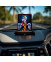 Car Desk/Table Top Lord Krishna Wooden Photo Stand 3x4 Inches, Compact & Stylish Spiritual Display For Car, Home & Office (Pack Of 1) (F14602)