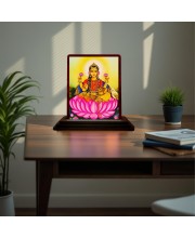 Car Desk/Table Top Maa Laxmi Wooden Photo Stand 3x4 Inches, Compact & Stylish Spiritual Display For Car, Home & Office (Pack Of 1) (F15174)