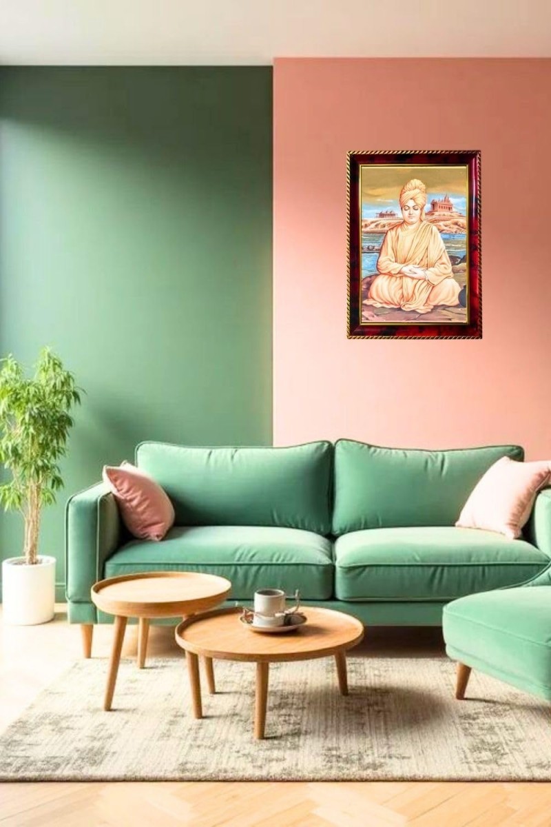 Swami Vivekananda Photo Frame For Wall & Table | 7x9 Inch Golden Cherry Finish | Decorative Swami Vivekananda Photo Frame For Home, Office & Pooja Room (F11733)