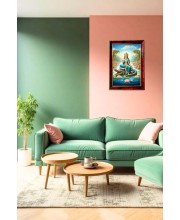 Maa Ganga Photo Frame For Wall & Table | 7x9 Inch Golden Cherry Finish | Decorative Maa Ganga Photo Frame For Home, Office & Pooja Room (F11340)