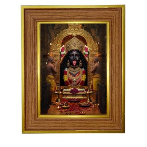 Goddess Maa Kali Photo Frame 10x14 Inches-Brown Wooden Frame For Home, Office & Temple Decoration And Gifting (F6399) Goddess Maa Kali Photo Frame 10x14 Inches-Brown Wooden Frame For Home, Office & Temple Decoration And Gifting (F6399)