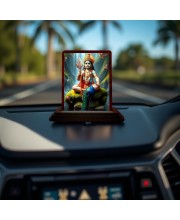 Car Desk/Table Top Lord Karthikeya Wooden Photo Stand 3x4 Inches, Compact & Stylish Spiritual Display For Car, Home & Office (Pack Of 1) (F14317)