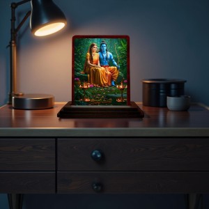 Car Desk/Table Top Lord Rama And Sita Wooden Photo Stand 3x4 Inches, Compact & Stylish Spiritual Display For Car, Home & Office (Pack Of 1) (F14331) Car Desk/Table Top Lord Rama And Sita Wooden Photo Stand 3x4 Inches, Compact & Stylish Spiritual Display For Car, Home & Office (Pack Of 1) (F14331)