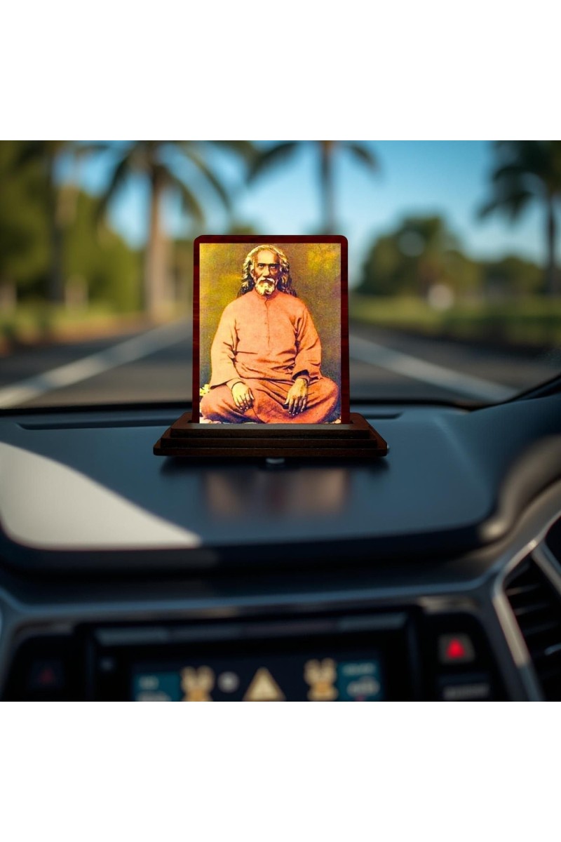 Car Desk/Table Top Swami Sri Yukteswar Giri Wooden Photo Stand 3x4 Inches, Compact & Stylish Spiritual Display For Car, Home & Office (Pack Of 1) (F14635)