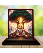 Car Desk/Table Top Lord Hanuman Wooden Photo Stand 3x4 Inches, Compact & Stylish Spiritual Display For Car, Home & Office (Pack Of 1) (F14345)