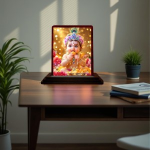 Car Desk/Table Top Bal Krishna Wooden Photo Stand 3x4 Inches, Compact & Stylish Spiritual Display For Car, Home & Office (Pack Of 1) (F14973) Car Desk/Table Top Bal Krishna Wooden Photo Stand 3x4 Inches, Compact & Stylish Spiritual Display For Car, Home & Office (Pack Of 1) (F14973)